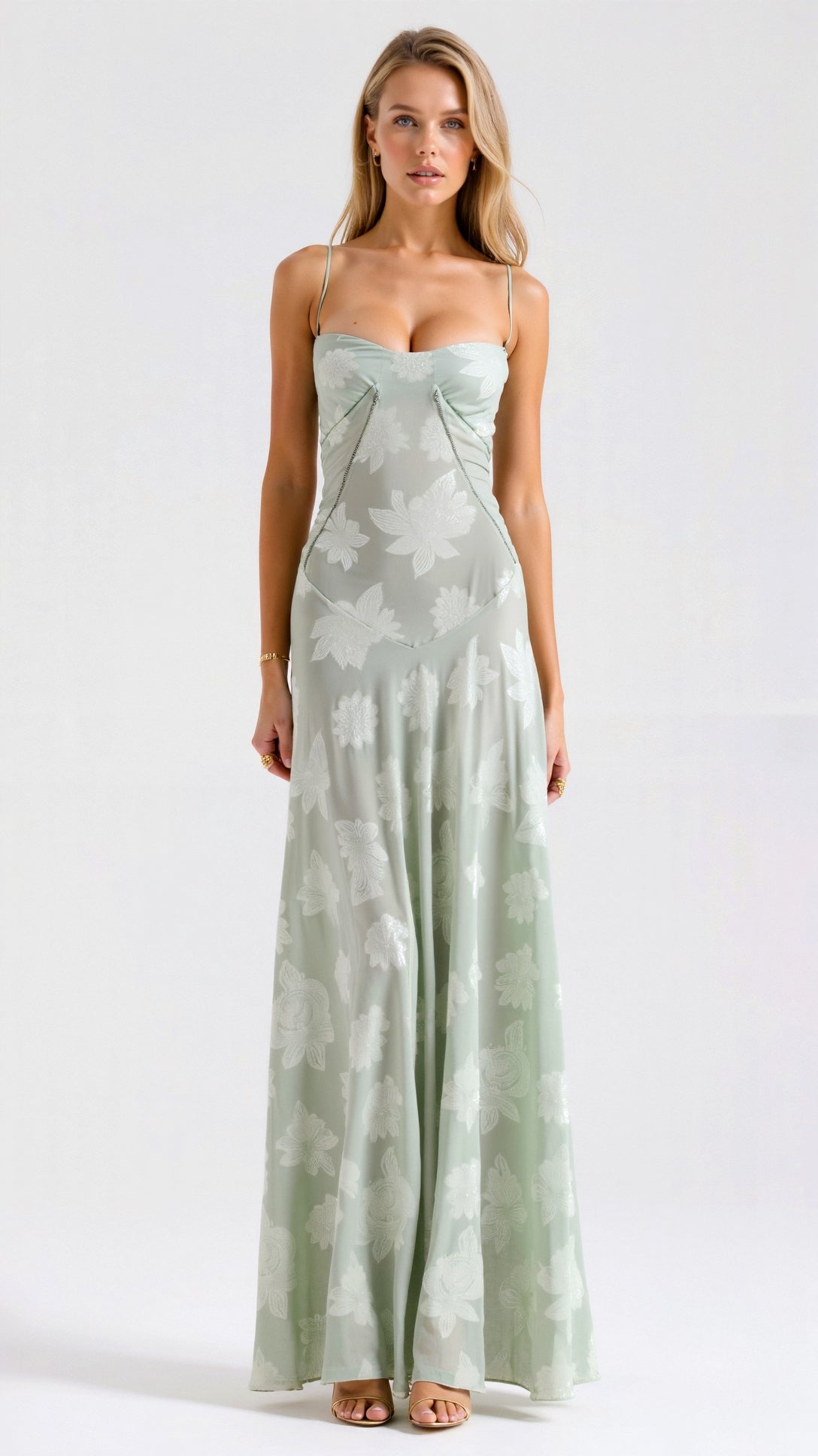 Vestido maxi mujer de boda tirantes finos