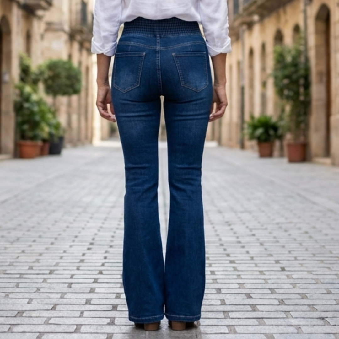 Vaqueros Mujer Elásticos Cintura Alta Corte de Campana