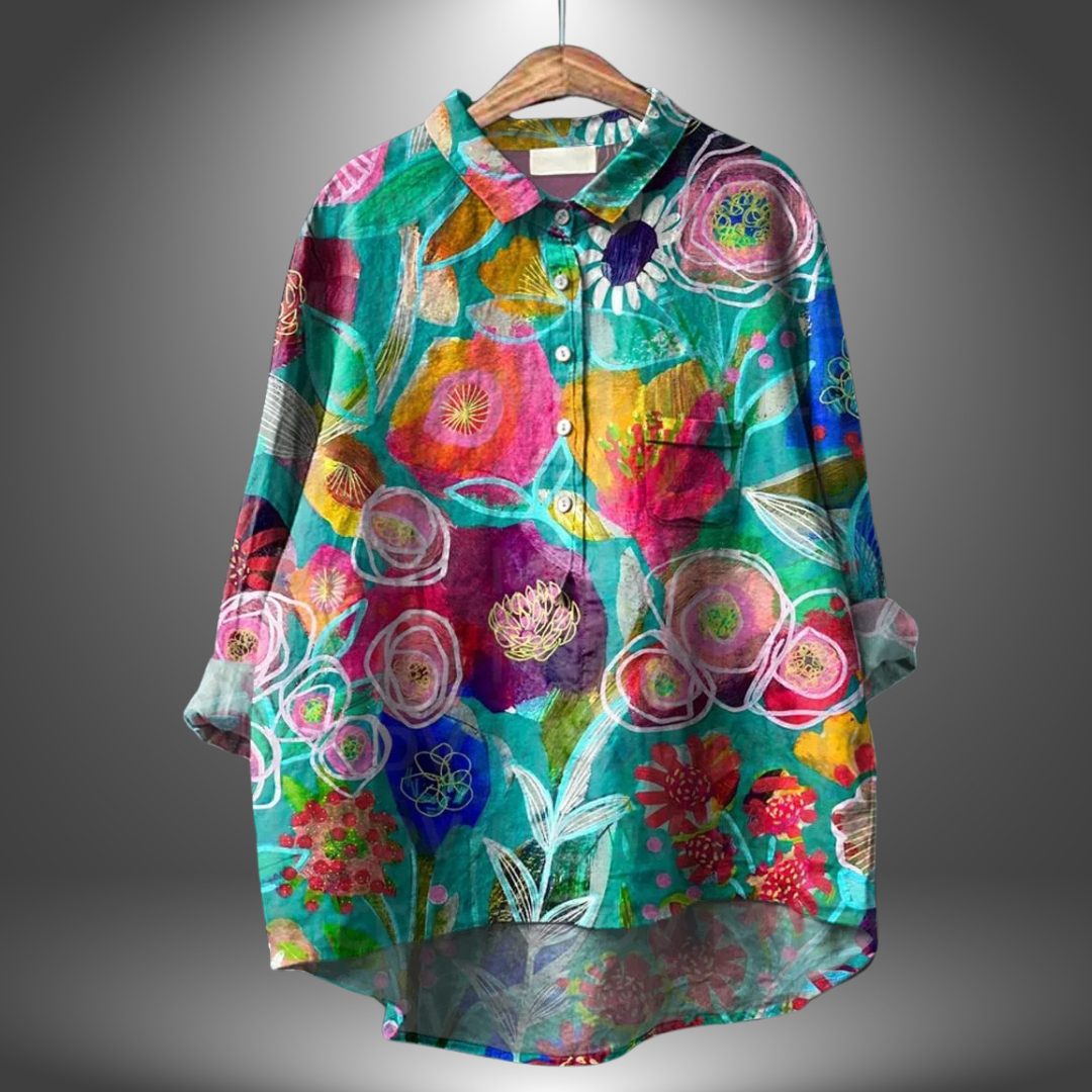 Blusa Mujer Holgada Estampado Artistico Cuello Orsolya