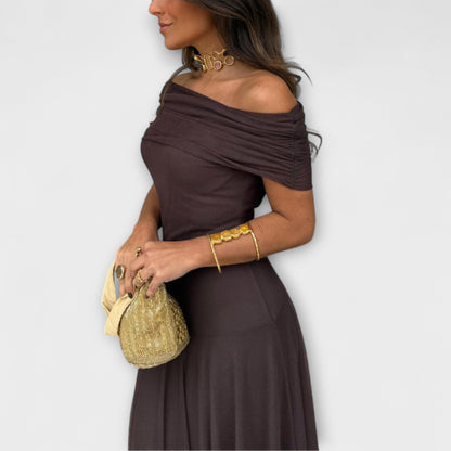 Vestido largo mujer de malla un hombro