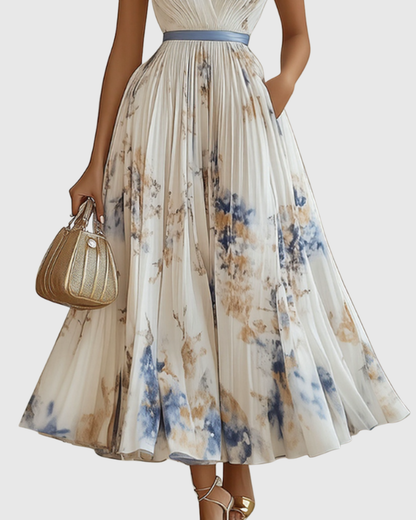 Vestido maxi mujer plisado estilo elegante