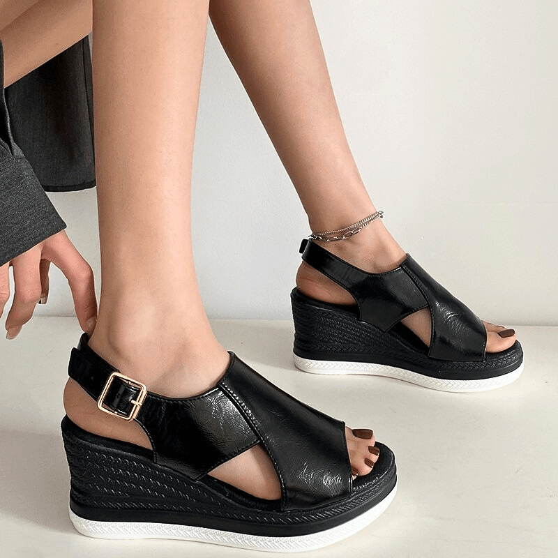 Sandalias Mujer Cuña Ortopédicas Tiras Metálicas Plantilla Ergonómica