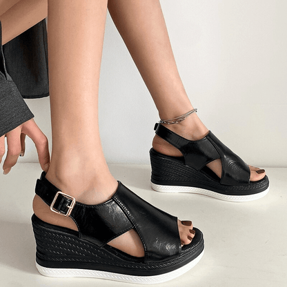 Sandalias Mujer Cuña Ortopédicas Tiras Metálicas Plantilla Ergonómica