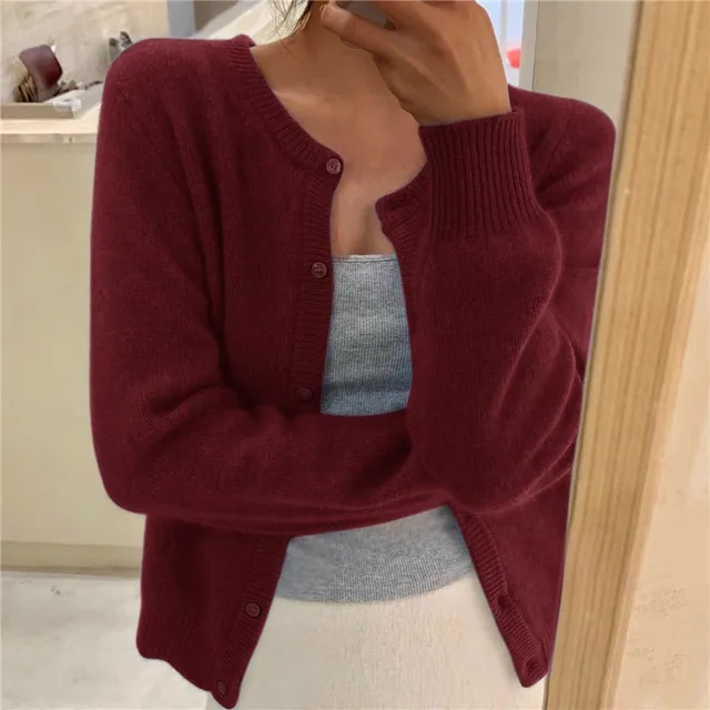 Chaqueta de punto mujer de cachemir suave ajuste cómodo