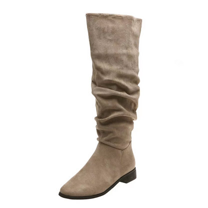Botas Altas Mujer de Terciopelo Punta Redonda