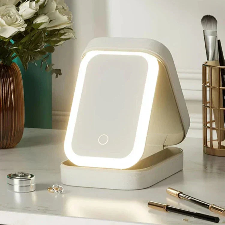 Neceser Maquillaje Portátil con Espejo LED Viaje