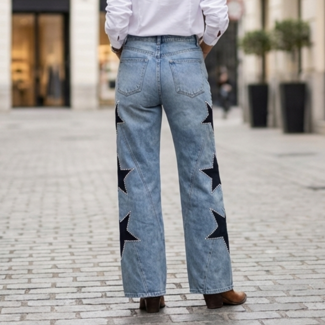 Vaqueros Hombre Corte Recto Estampado Estrellas