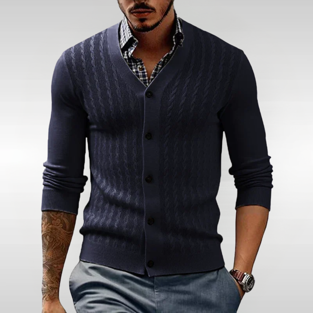Chaqueta de punto trenzado hombre estilo refinado y cómodo