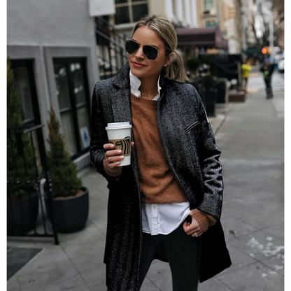 Abrigo Trenchcoat Mujer de Espiga Corte Medio Solapa Clásica