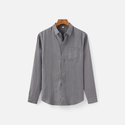 Camisa Hombre de Lino Manga Larga Ajuste Clásico