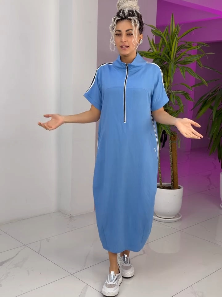 Vestido largo mujer deportivo cremallera fluido casual