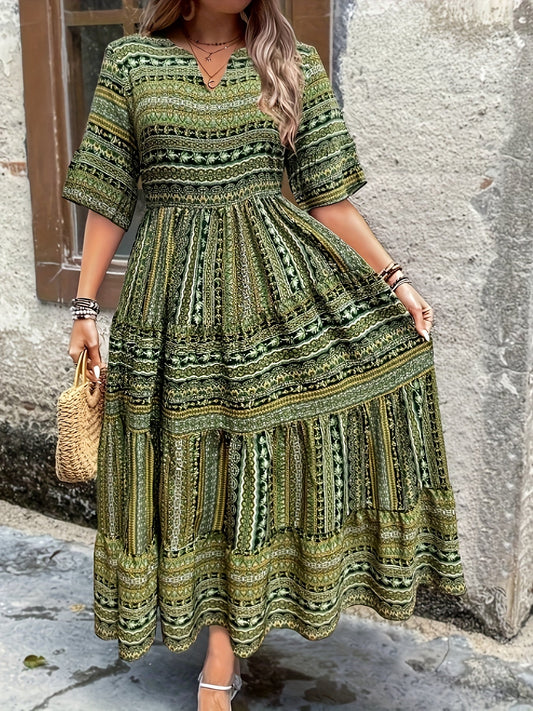 Vestido midi mujer fluido bohemio floral - Mavetta