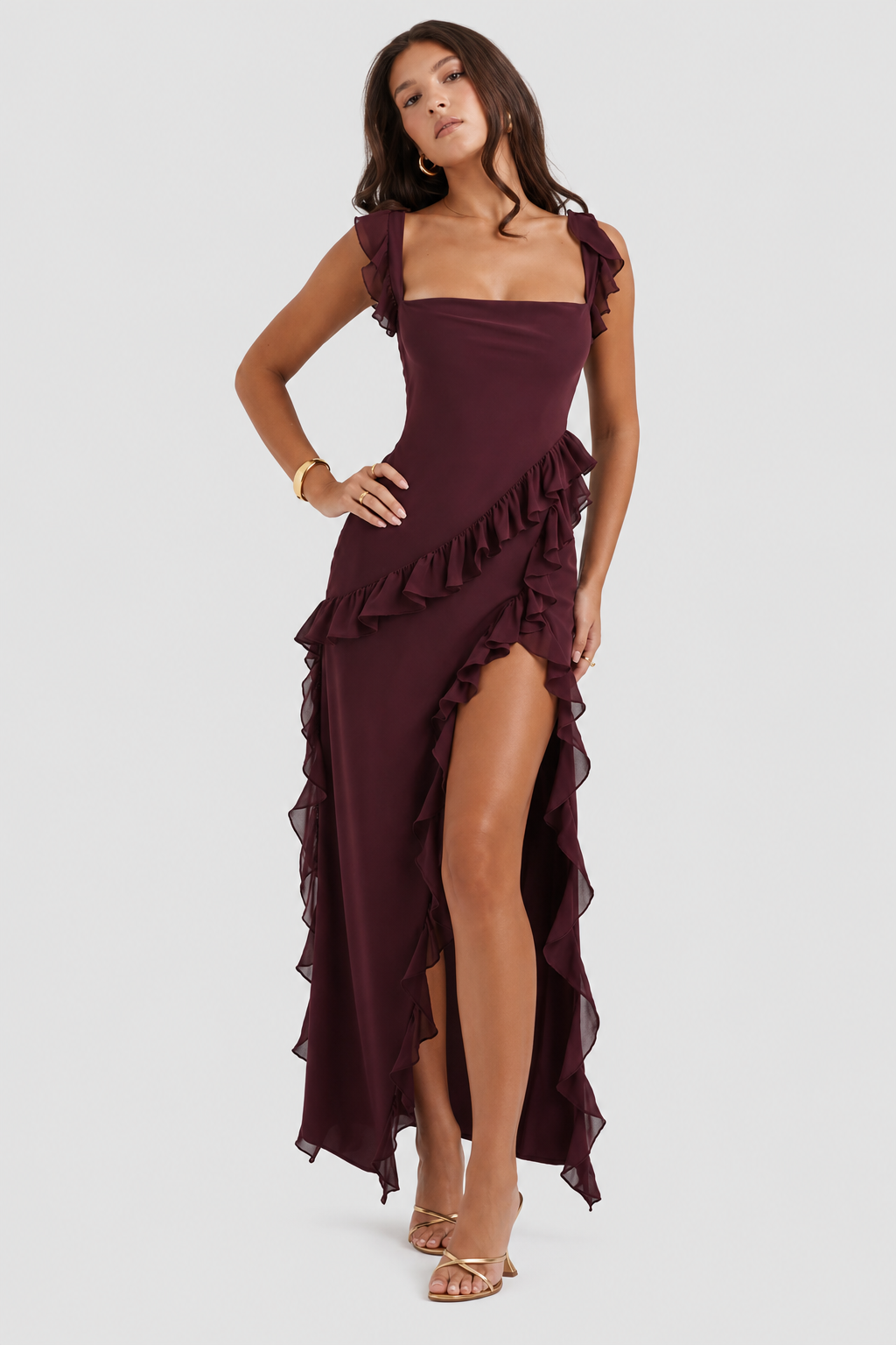 Vestido Largo Mujer Elegante Corte Fluido