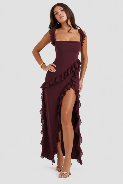 Vestido Largo Mujer Elegante Corte Fluido