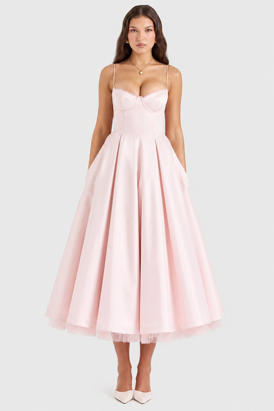Vestido Midi Mujer de Satén Suave Ajuste Elegante - Mavetta