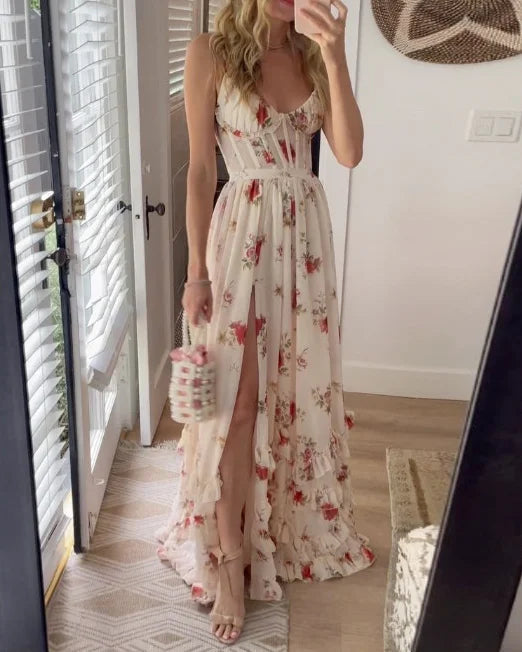 Vestido midi mujer Ligero Floral Corte Ajustado