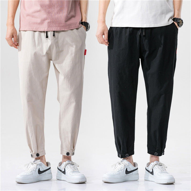 Pantalones Hombre Tejido Ligero Transpirable Corte Moderno Ajustado