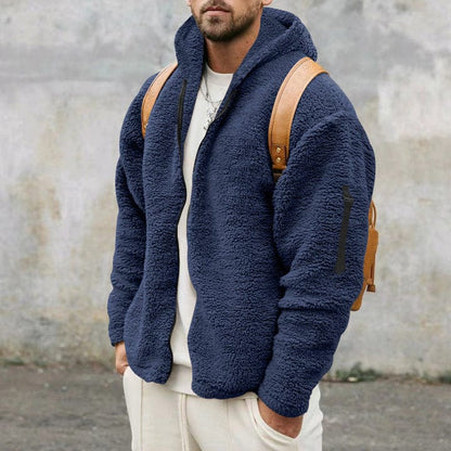 Chaqueta Hombre de Forro Polar con Capucha Ajuste Regular
