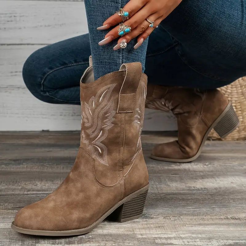 Botines Mujer estilo Retro Tacón Grueso