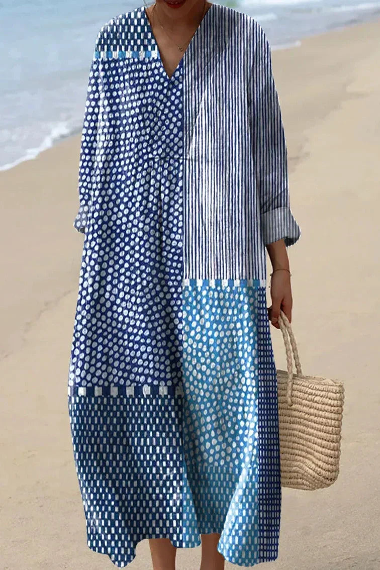 Vestido maxi mujer Estampado Geométrico Estilo Retro - Mavetta