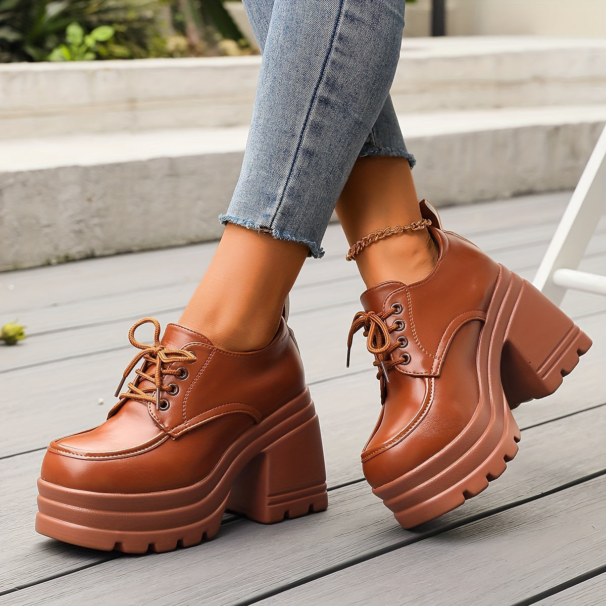 Zapatos Plataforma Mujer Tacón Ancho Diseño Chunky - Mavetta