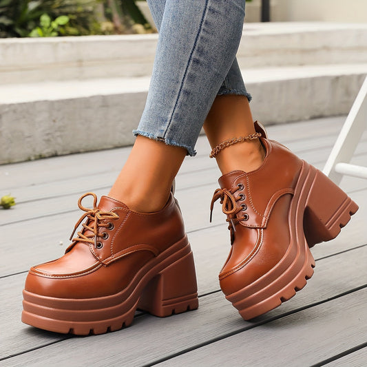 Zapatos Plataforma Mujer Tacón Ancho Diseño Chunky - Mavetta