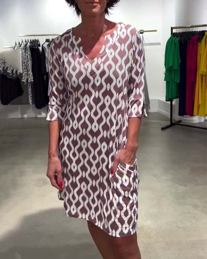 Vestido Verano Mujer Escote en V Estampado Moderno - Mavetta