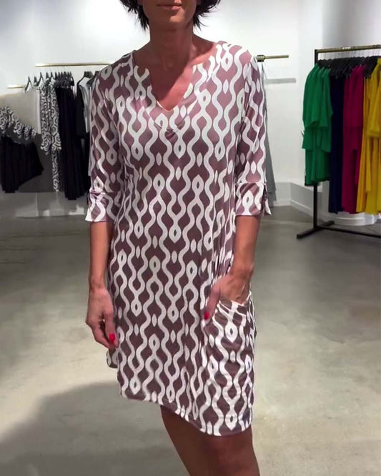 Vestido Verano Mujer Escote en V Estampado Moderno - Mavetta