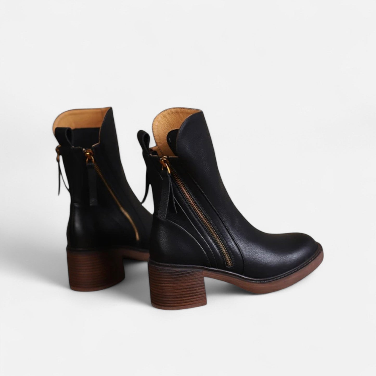 Botines Mujer Invierno Piel Sintetica Cierre Cremallera