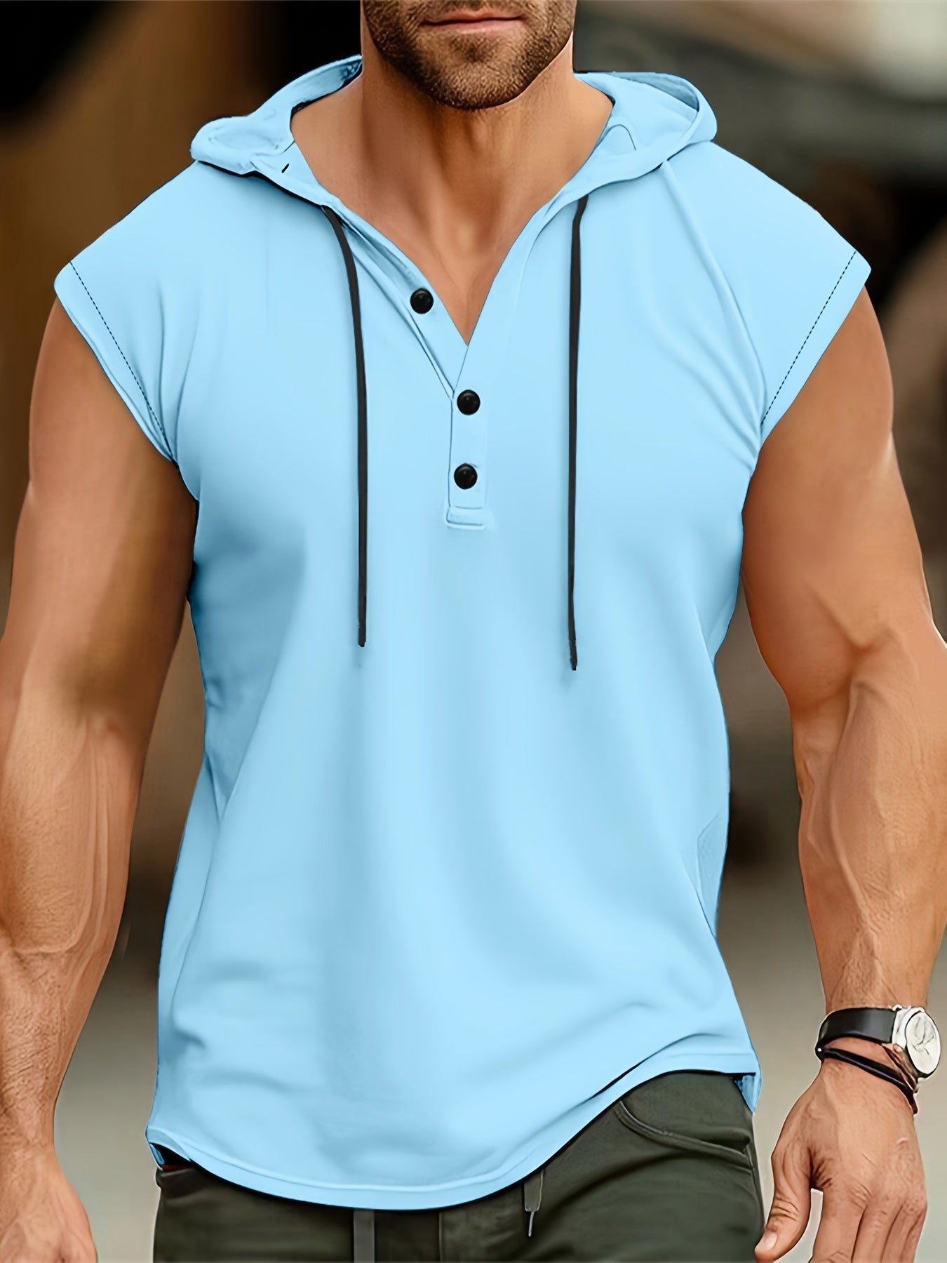 Camisa sin mangas hombre tejido transpirable con capucha - Mavetta
