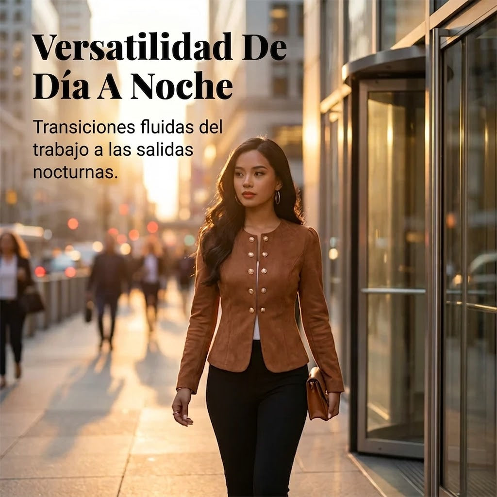 Chaqueta mujer de imitación de ante ajustada