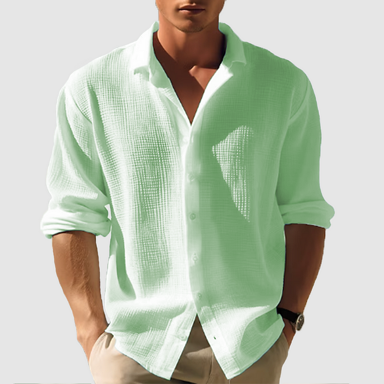 Camisa Hombre Ligera Algodón Manga Corta Botones