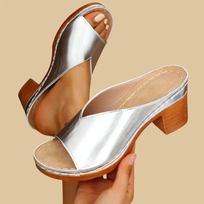Sandalias Ortopédicas Mujer Tacón Grueso Diseño Abierto