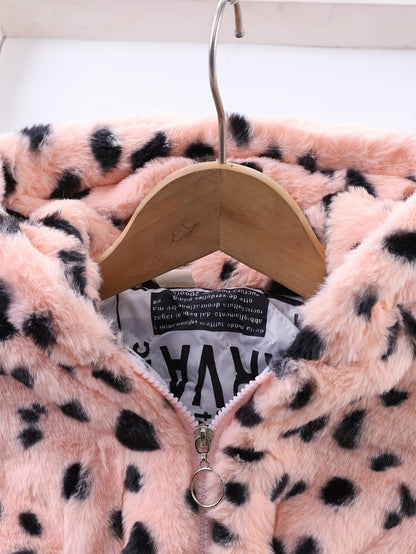 Chaqueta Forro Polar Niña con Capucha Estampado Animal