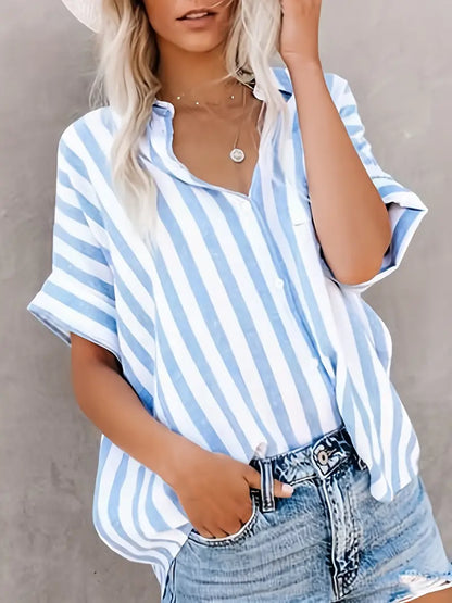Blusa Mujer Algodón Manga Corta Corte Holgado - Mavetta