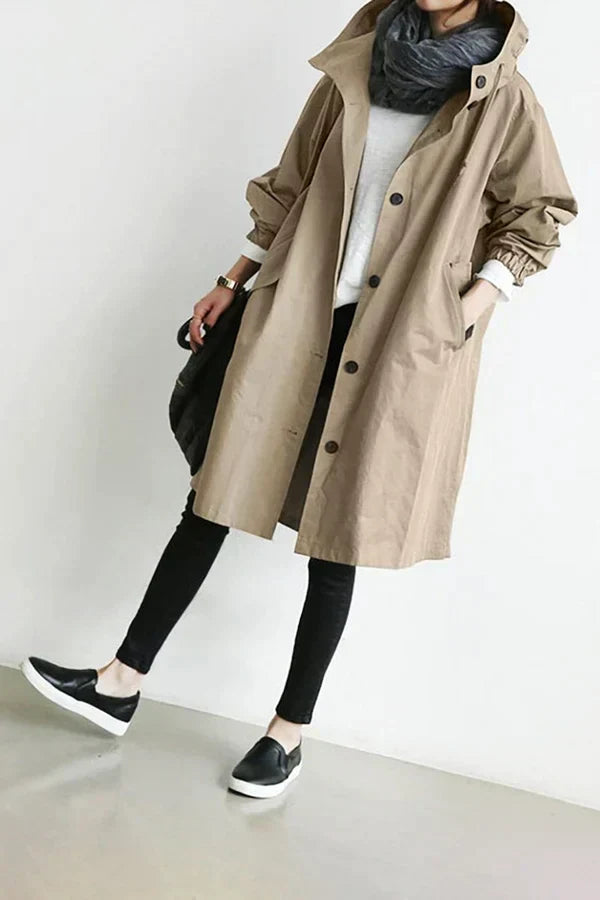 Trench coat mujer impermeable oversize media longitud