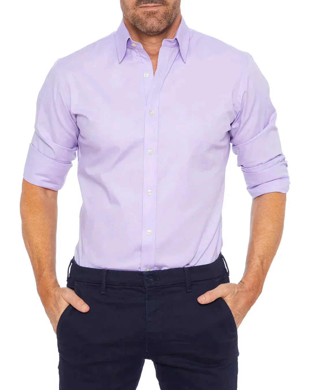 Camisa Hombre Manga Larga Cremallera Cuello Clásico