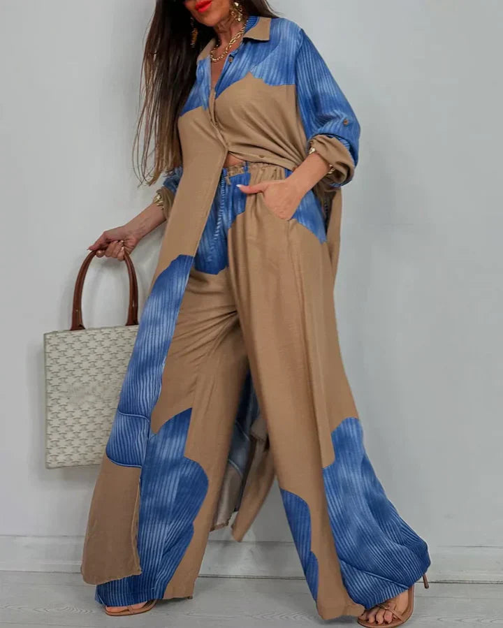 Conjunto Mujer Blusa Holgada y Pantalón Ancho