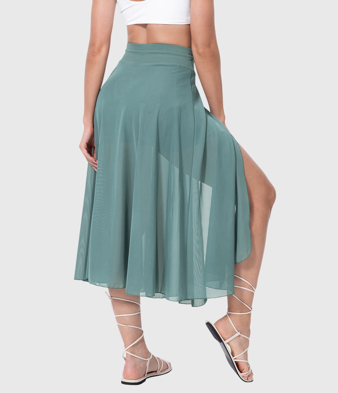 Falda Midi Mujer Talle Alto Cordón Ajustable Acampanada