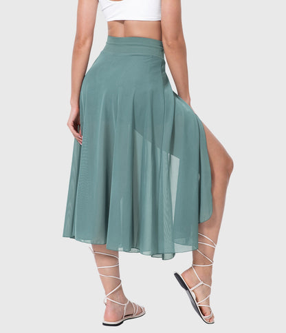 Falda Midi Mujer Talle Alto Cordón Ajustable Acampanada