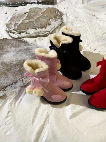 Botas de nieve niña de felpa cálida suela antideslizante