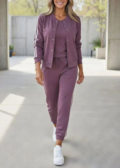 Conjunto sport mujer chaqueta y pantalón rayas elegante