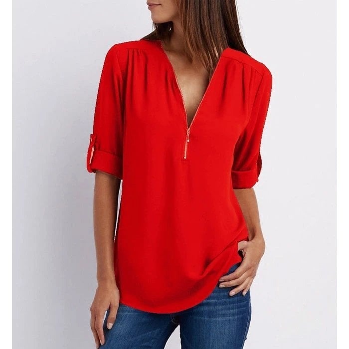 mujer de tejido suave diseño moderno media cremallera