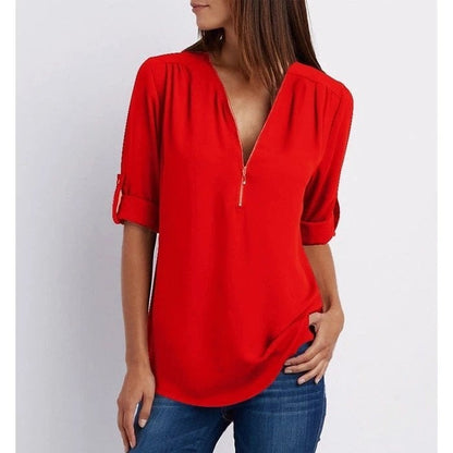 mujer de tejido suave diseño moderno media cremallera
