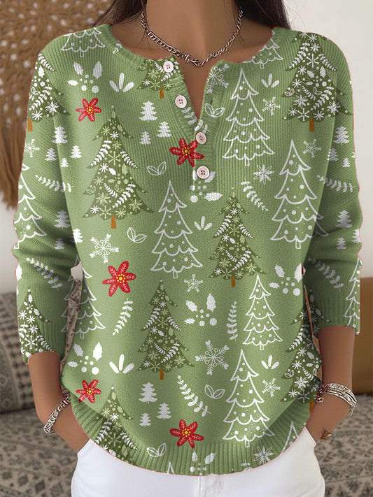 Jersey Mujer con Botones Estampado Festivo Invierno - Mavetta