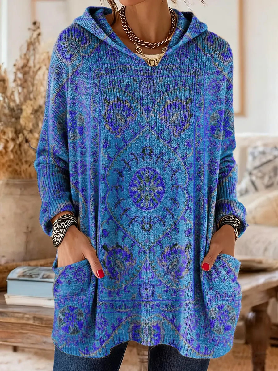 Túnica mujer con capucha estampada cómoda y cálida