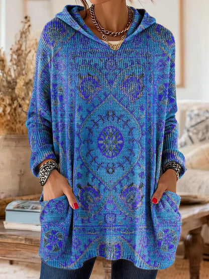 Túnica mujer con capucha estampada cómoda y cálida