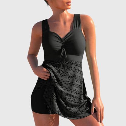 Tankini mujer fruncido cordón falda encaje playa verano elegante