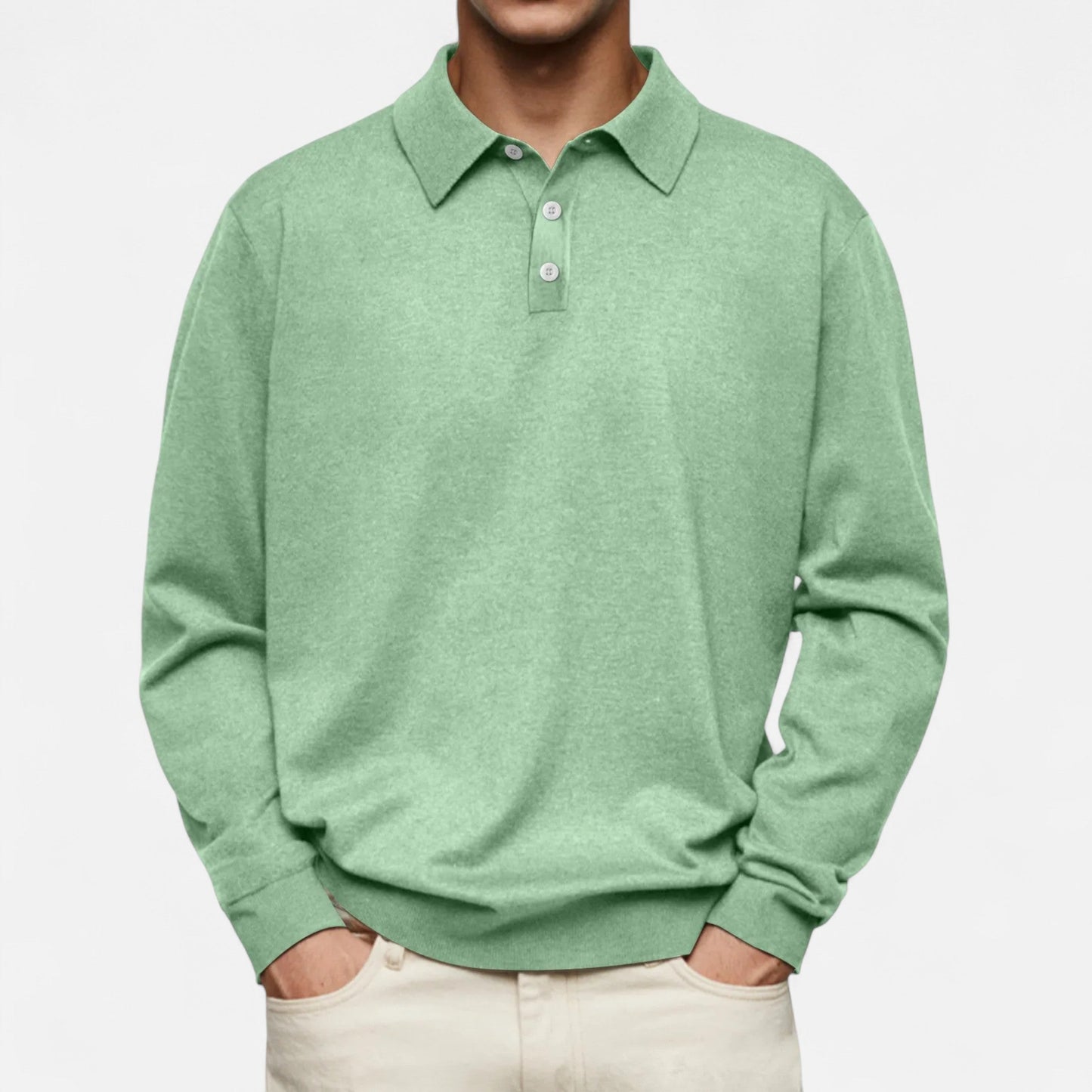 Polo hombre manga larga Algodón estilo casual elegante