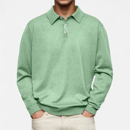 Polo hombre manga larga Algodón estilo casual elegante